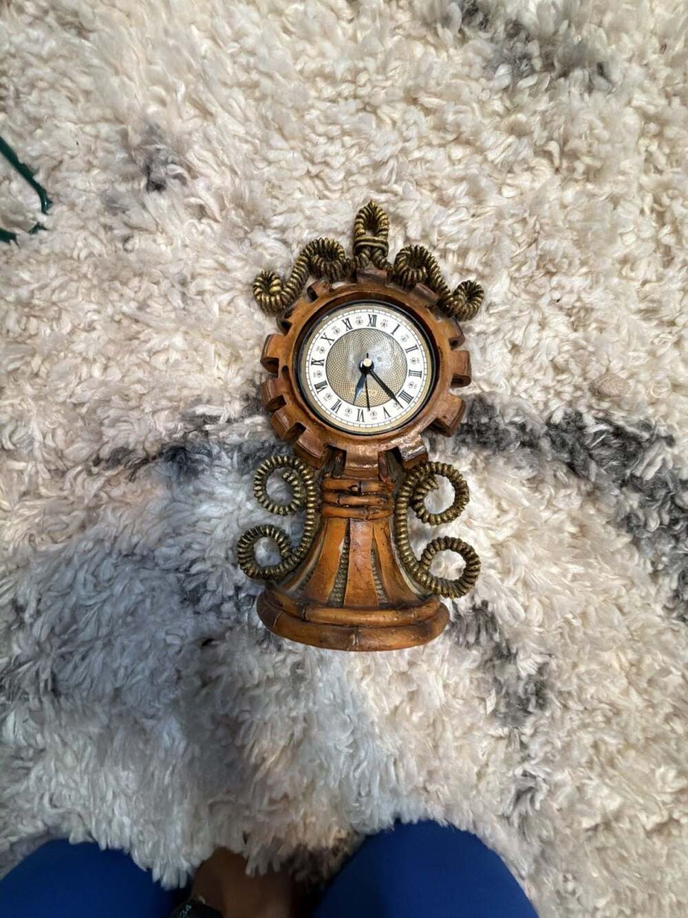 Vintage Decorative Tabletop Mantel Clock with Ornate Scrollwork Design